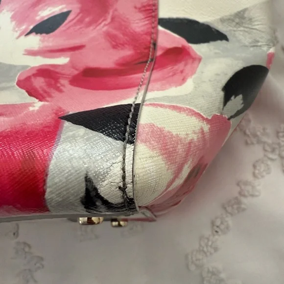 Kate Spade Pink Floral Tote with Black Bow - Picture 8 of 12